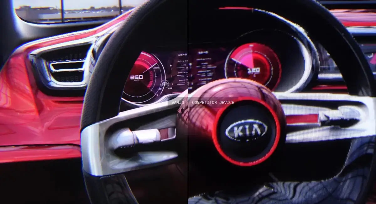 Kia car wheel comparison in VR. Varjo VR-3: High-Resolution VR Headset for Professionals and Enterprise | Knoxlabs VR Marketplace