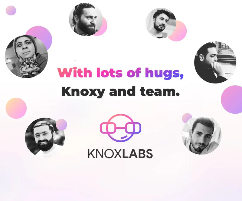 Knoxlabs team image on about page Knoxlabs log and lots of hugs by Knoxy