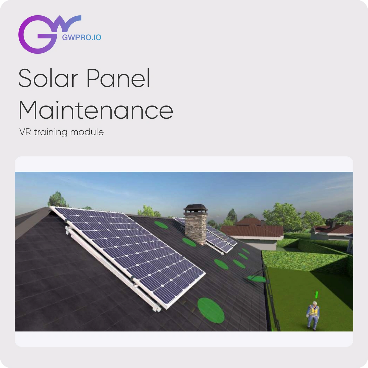 Solar Panel Maintenance rooftop VR training with official GWPRO logo
