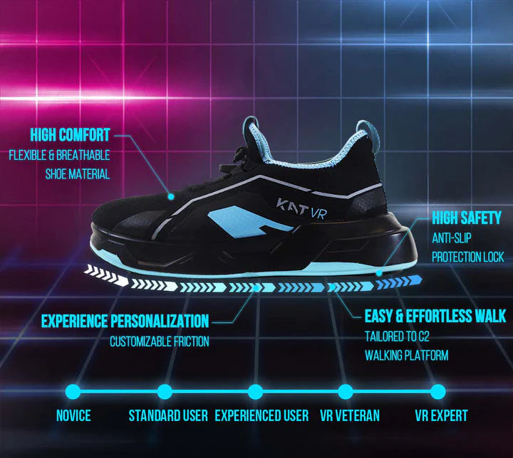 An image of the KAT Walk shoes, designed for maximum comfort and stability for VR gaming. | Knoxlabs VR marketplace | VR Headsets, VR Accessories, VR Treadmills