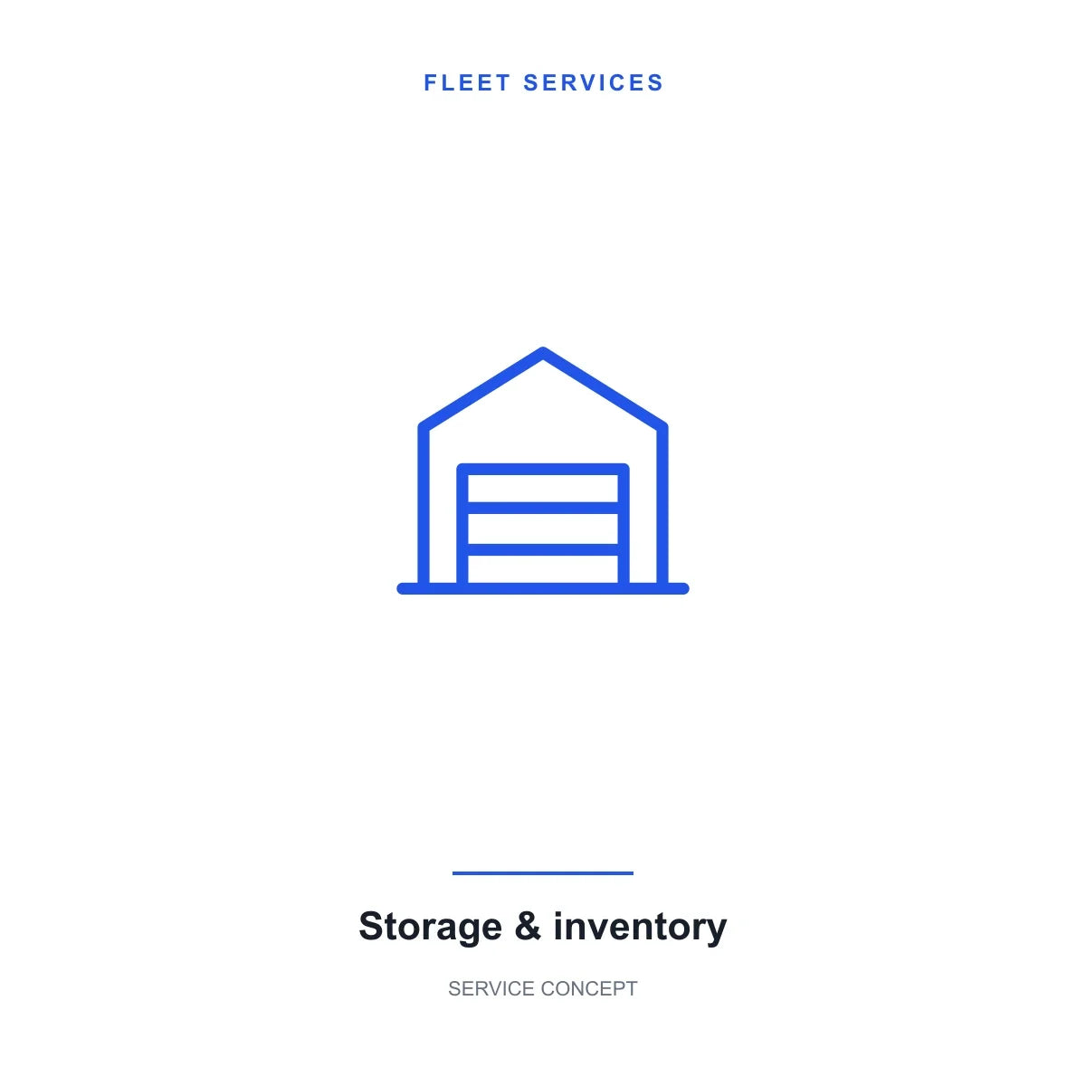 Storage & inventory service; illustrative service symbol. Equipment is not included; scope and compatibility are confirmed separately.