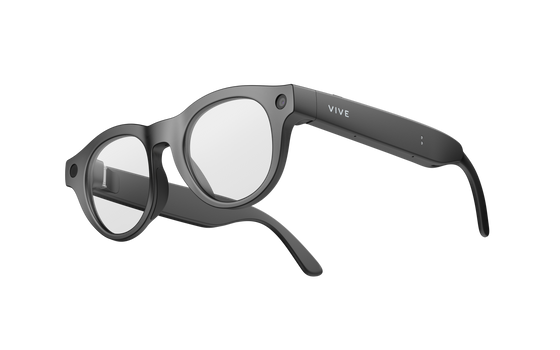 VIVE Eagle Pantos matte-black clear-lens glasses, three-quarter product view