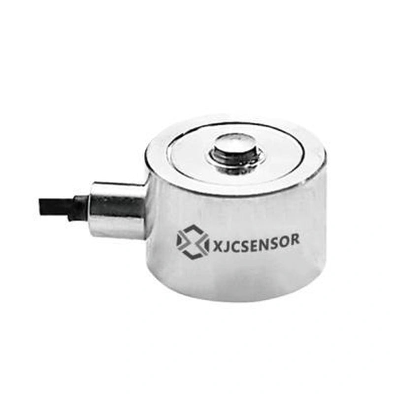XJCSENSOR X-C01-13-H9.5 Miniature Button Load Cell, Ø12.7 × 9.5 mm, 5–100 kg — official XJCSENSOR brochure image on white background