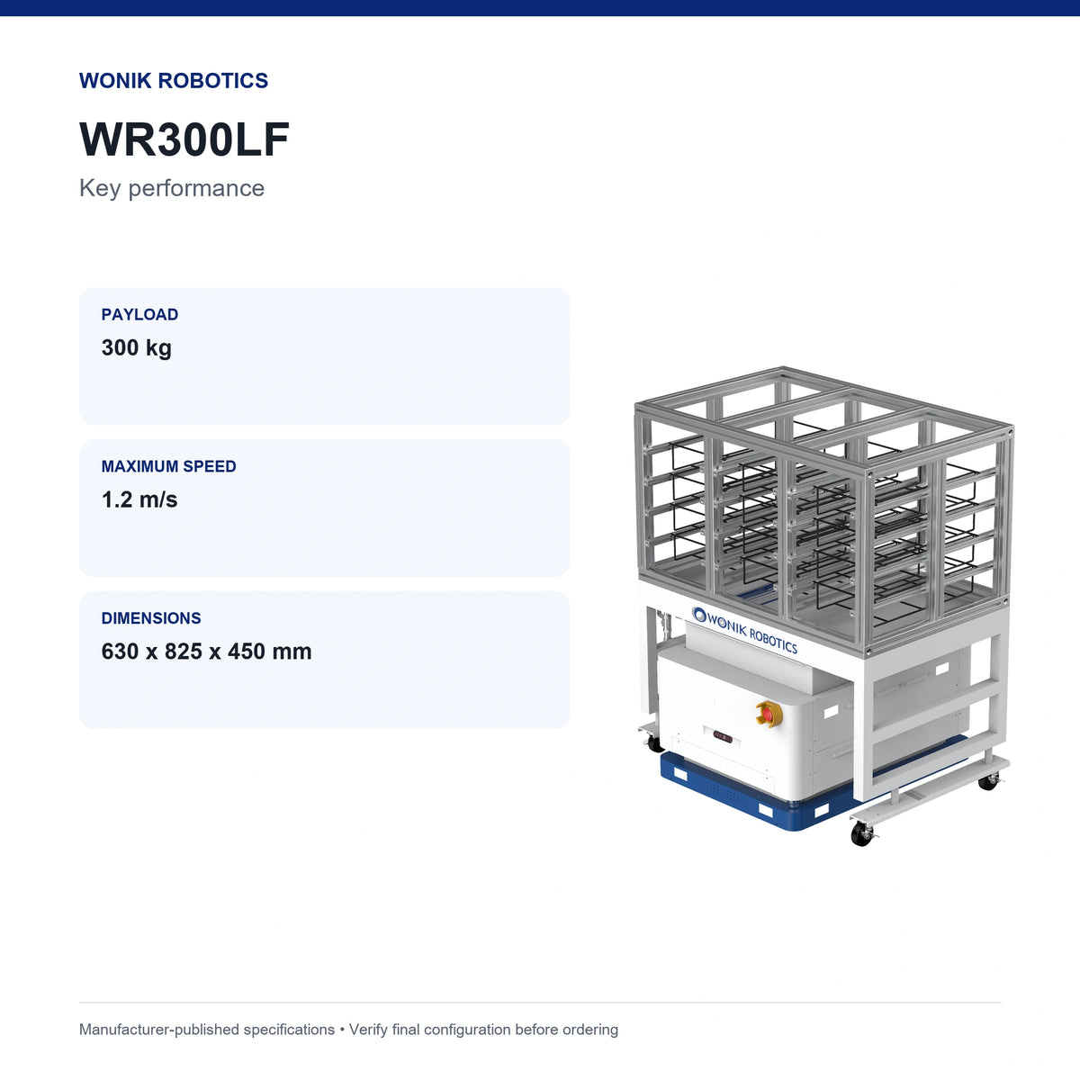 WR300LF key performance specification summary