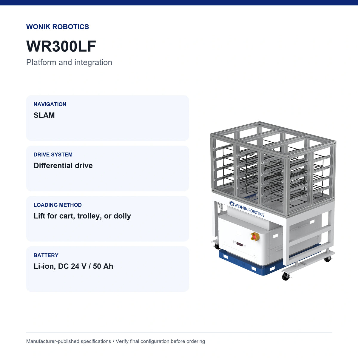 WR300LF platform and integration specification summary