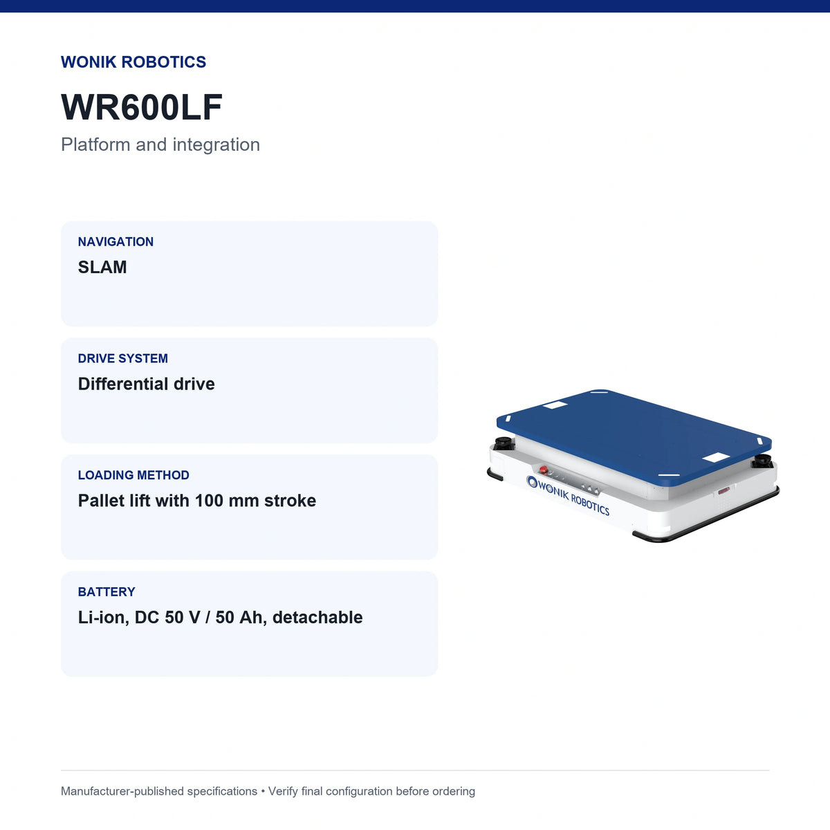 WR600LF platform and integration specification summary