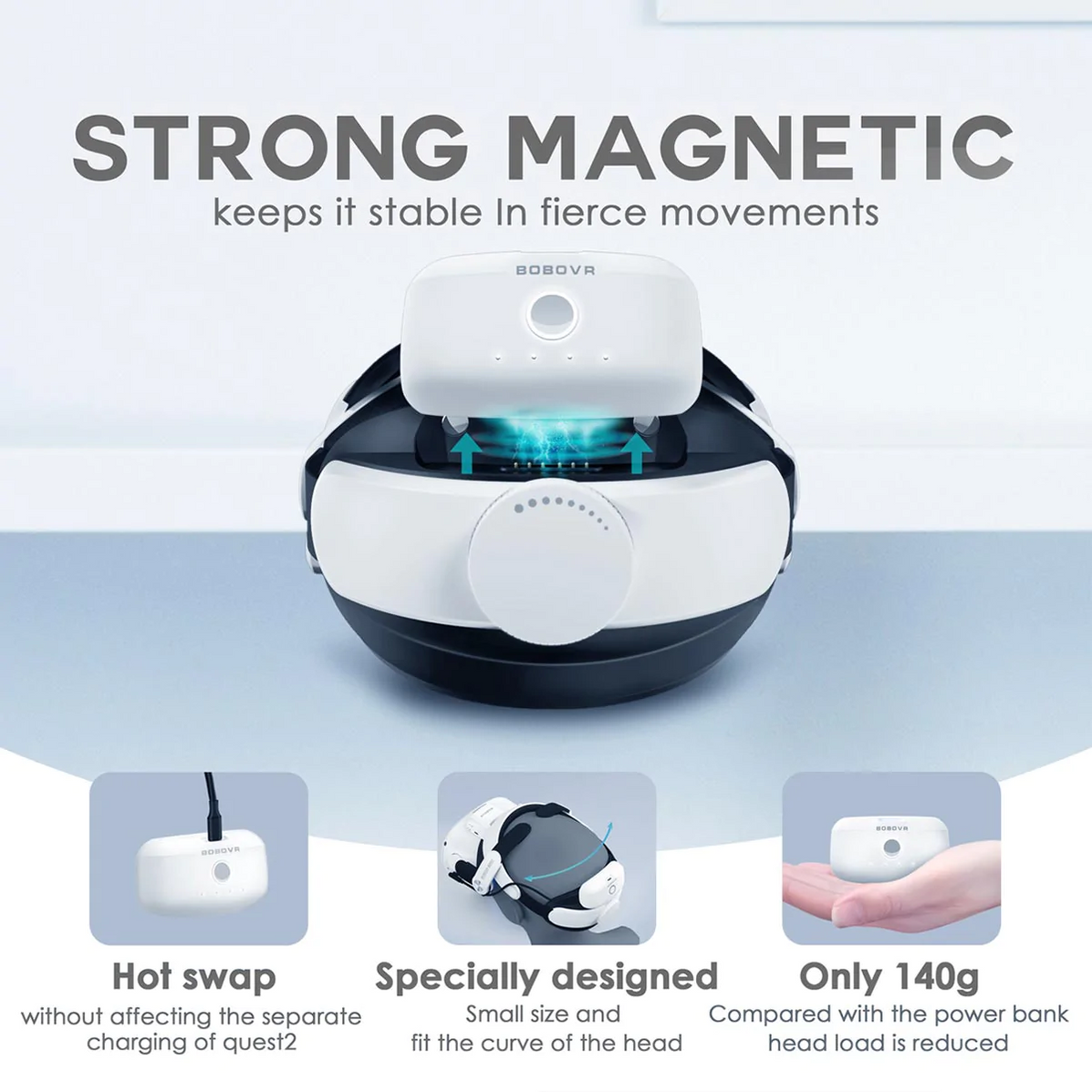 Bobovr M2 Pro Battery Head Strap Compatible With Oculus Quest 2 Elite