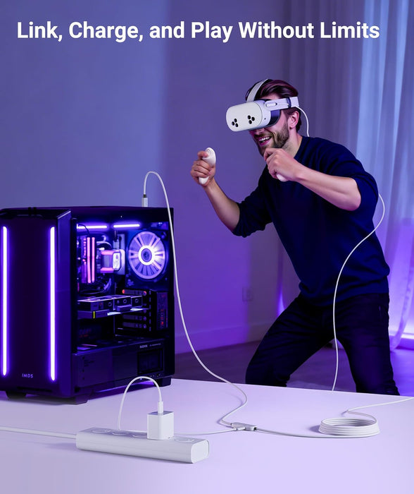 Syntech 16FT Link Cable with Charging for Meta Quest 3 / 3S / 2 / Pro (PC VR) / Pico
