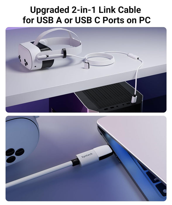 Syntech 16FT Link Cable with Charging for Meta Quest 3 / 3S / 2 / Pro (PC VR) / Pico