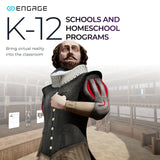 ENGAGE XR Pro for K–12 schools and homeschool programs in an immersive virtual classroom