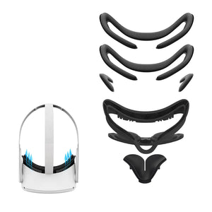 Foam Replacement Cover 7-in-1 - PU leather face cover - Black and Orange | for Quest 2