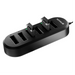 A black battery charging station with multiple slots for charging Manus  Metaglove Pro and Pro Haptic batteries, including two extra batteries on the side.