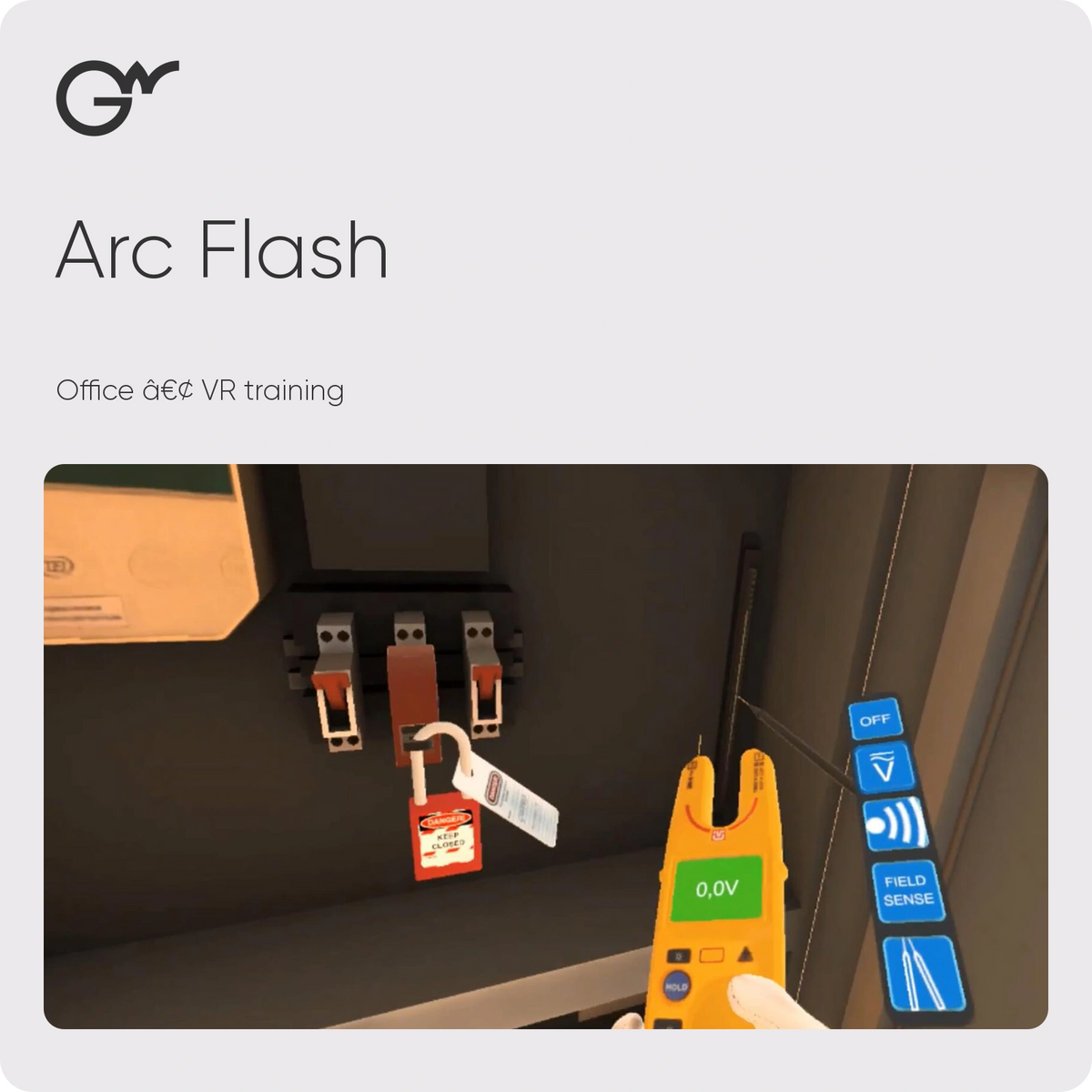 Arc Flash — Office â€¢ VR training; official GWPRO logo and training imagery