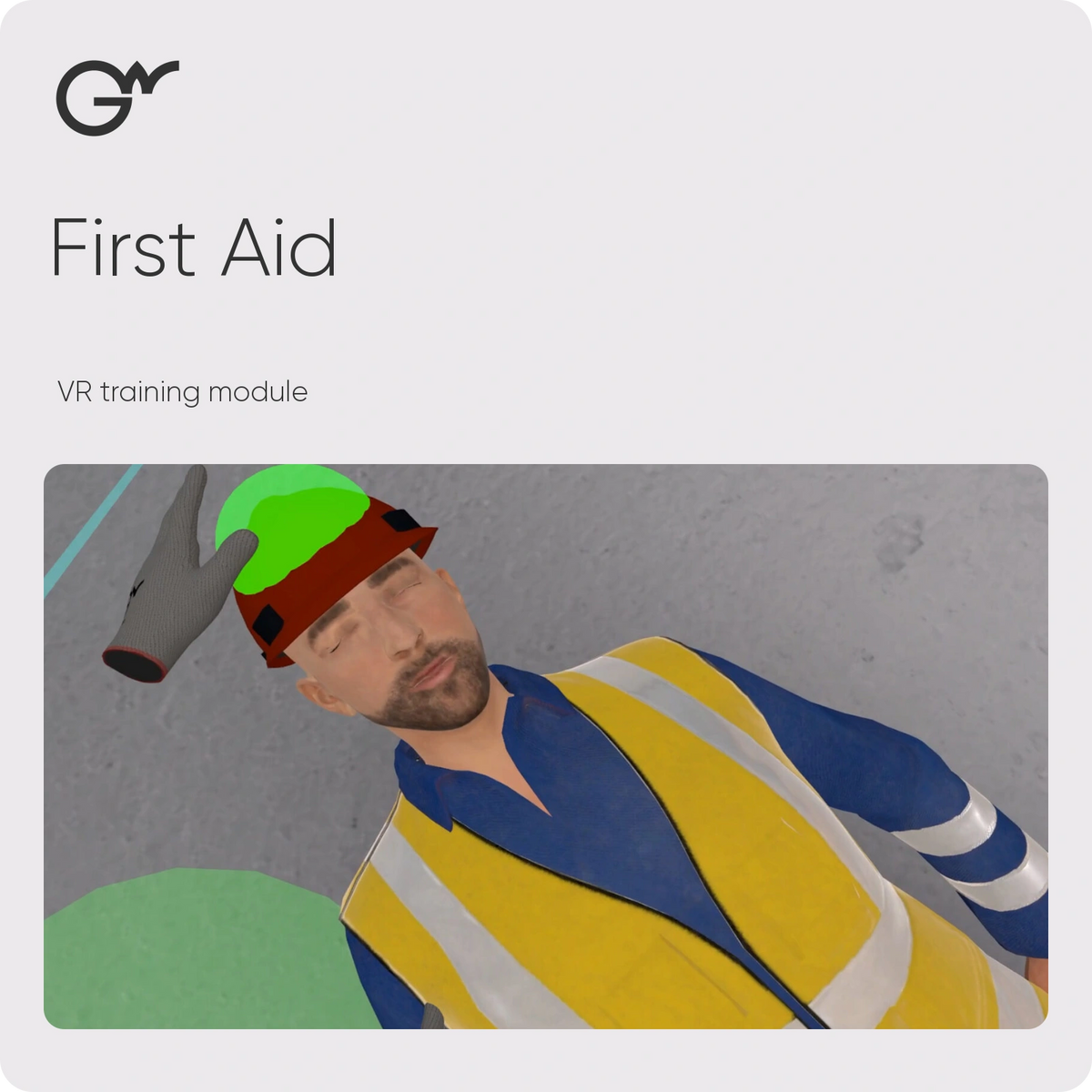 First Aid — VR training module; official GWPRO logo and training imagery