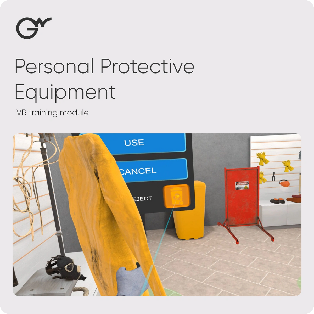 Personal Protective Equipment — VR training module; official GWPRO logo and training imagery