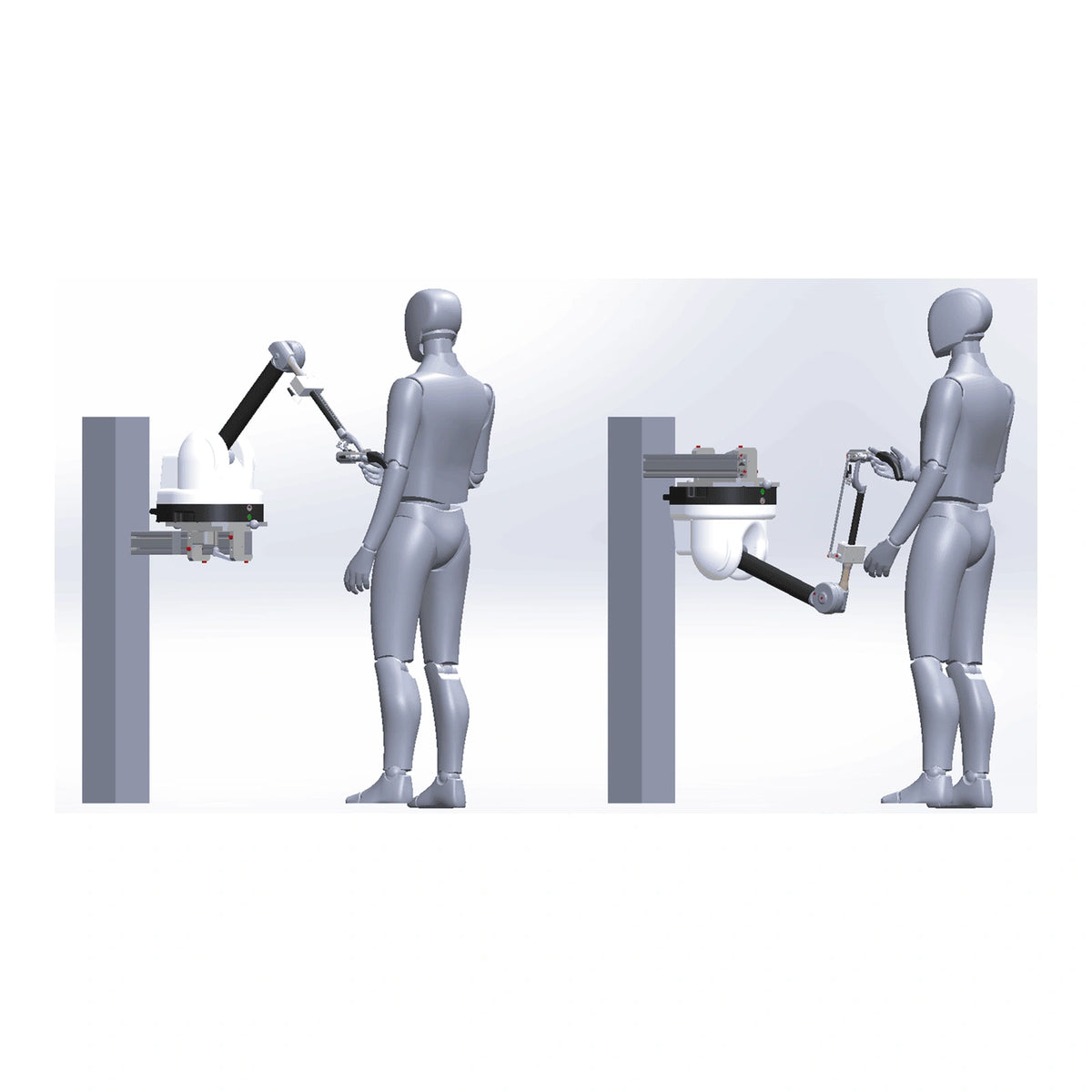 Haption manufacturer illustration of upright and upside-down mounting; project-specific installation is confirmed on quote