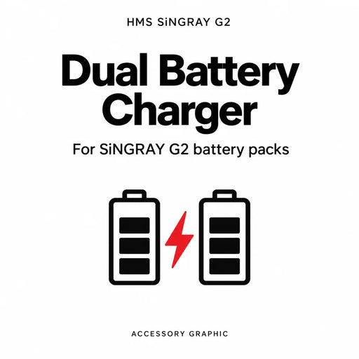 HMS SiNGRAY G2 charger — informational accessory graphic, not a product photograph