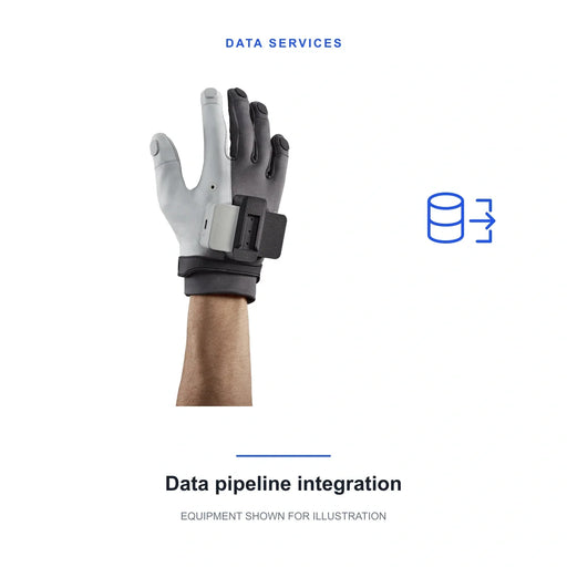 Data pipeline integration service; original product imagery of MANUS Metagloves Pro. Equipment is not included; scope and compatibility are confirmed separately.