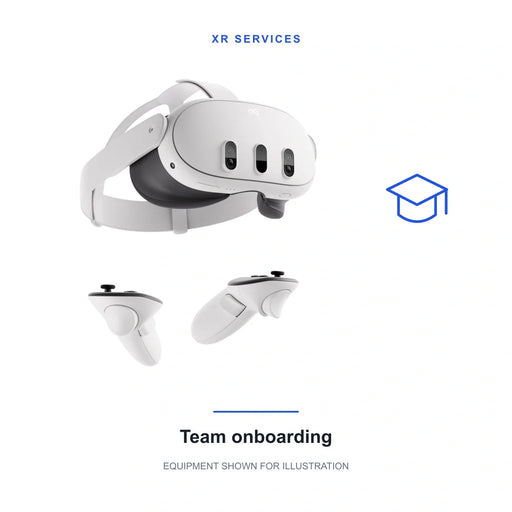 Team onboarding service; original product imagery of Meta Quest 3 and original Touch Plus controllers. Equipment is not included; scope and compatibility are confirmed separately.