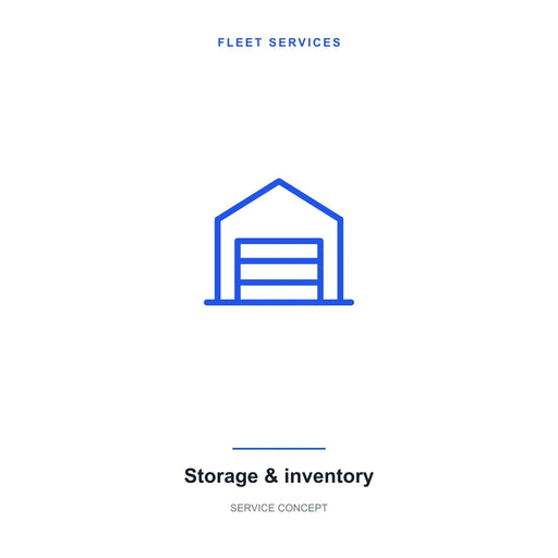 Storage & inventory service; illustrative service symbol. Equipment is not included; scope and compatibility are confirmed separately.