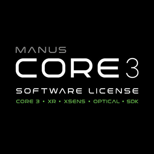 MANUS Core 3 software license options: Core 3, XR, Xsens, Optical and SDK