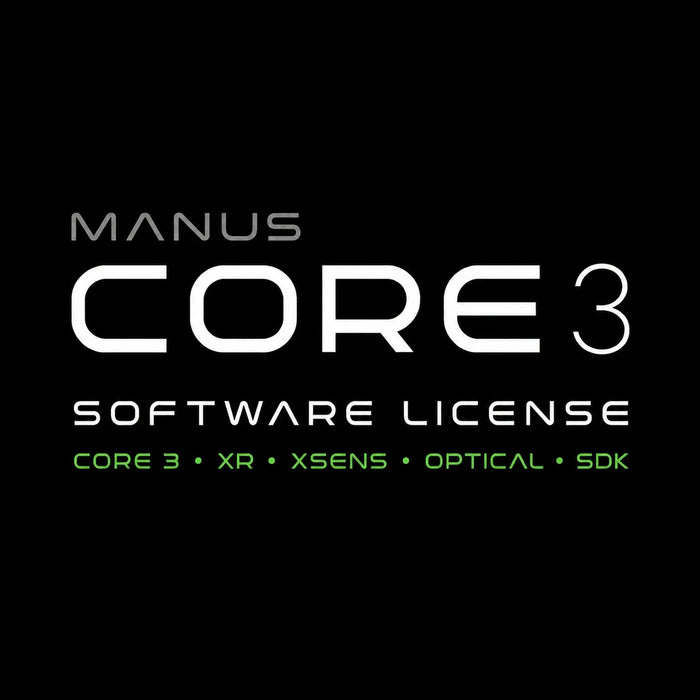MANUS Core 3 software license options: Core 3, XR, Xsens, Optical and SDK