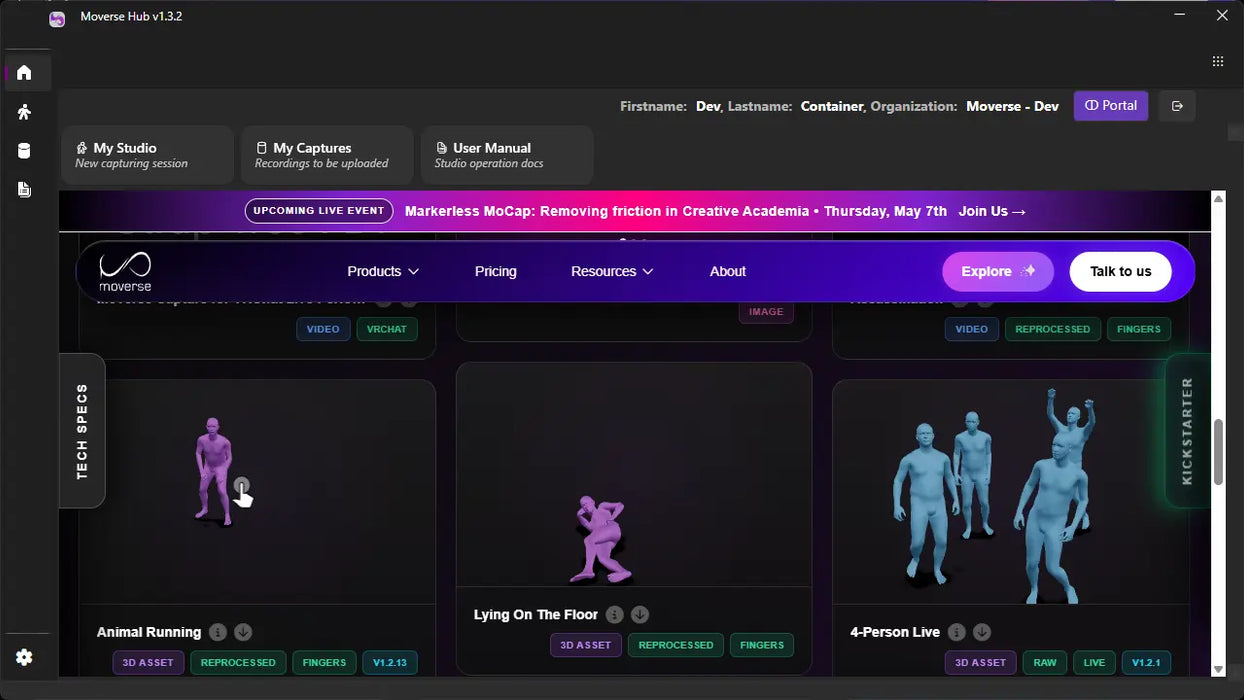 Moverse Capture | Markerless Motion Capture Platform