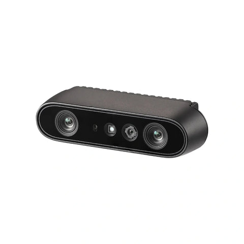 Orbbec Gemini 335 depth camera on a white background