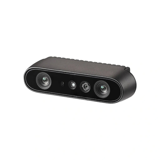 Orbbec Gemini 335 depth camera on a white background