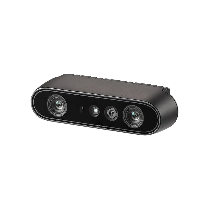 Orbbec Gemini 335 depth camera on a white background
