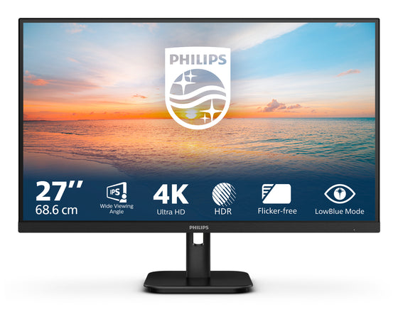Philips 27E1N1800A 27 inch 4K monitor on white background