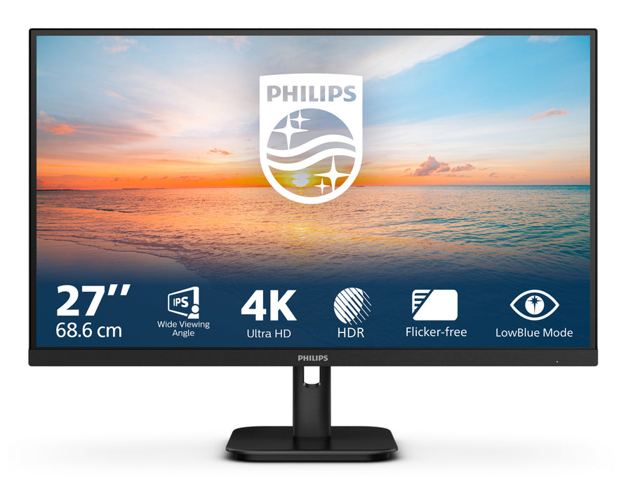 Philips 27E1N1800A 27 inch 4K monitor on white background