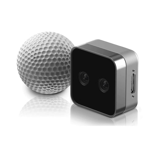 RealSense D405 depth camera on a white background
