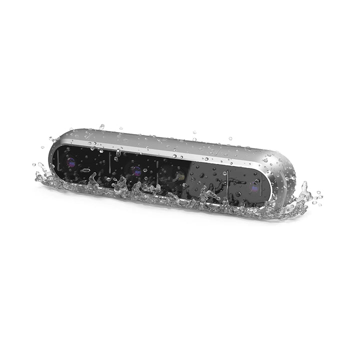 RealSense D456 depth camera on a white background