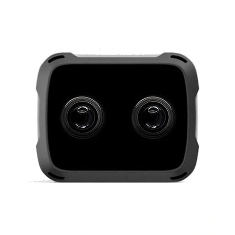 Stereolabs ZED X Nano stereo camera on a white background