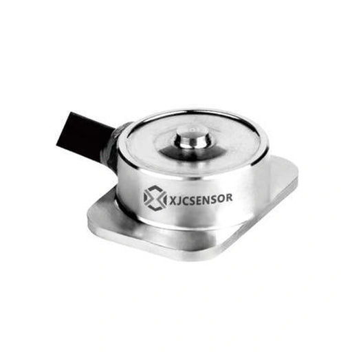XJCSENSOR X-C01-12-W17-B Miniature Button Load Cell, flanged base 16.8 × 12 mm, 5–50 kg — official XJCSENSOR brochure image on white background