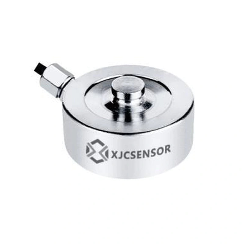 XJCSENSOR X-C01-20-4M Miniature Button Load Cell, Ø20 mm flange-mount, 10–1000 kg — official XJCSENSOR brochure image on white background