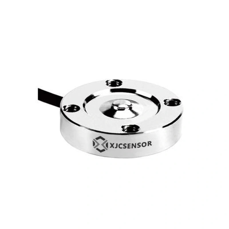 XJCSENSOR X-C01-20-H5 Low-Profile Button Load Cell, Ø20 × 5 mm flange-mount, 5–100 kg — official XJCSENSOR brochure image on white background