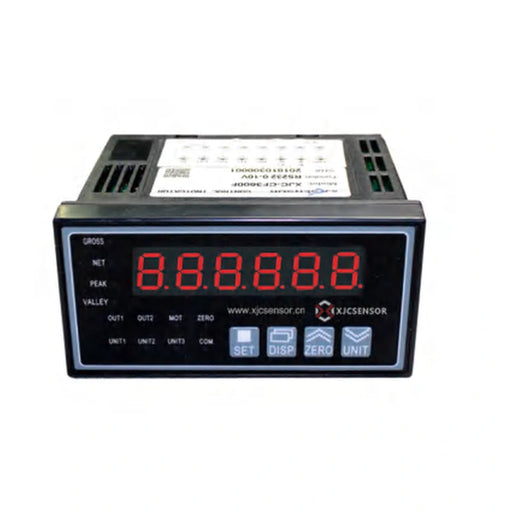 XJCSENSOR X-F30 Panel Weighing / Force Indicator, 96 × 48 panel, RS232/RS485/analog — official XJCSENSOR brochure image on white background