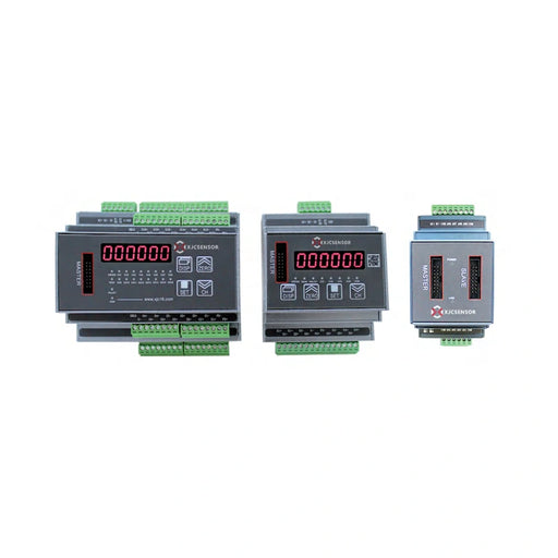 XJCSENSOR X-F62 Modular DIN-Rail Multi-Channel Indicator, 4–16 channels + analog expansion — official XJCSENSOR brochure image on white background