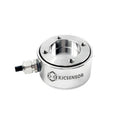 XJCSENSOR X-H45 Through-Hole Load Cell, Ø45 mm, Ø26 bore, 50–100 kg — official XJCSENSOR brochure image on white background